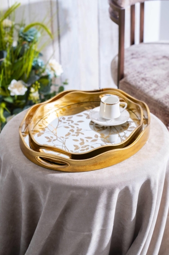 Acar Arlo 2'li Gold Cam Tepsi