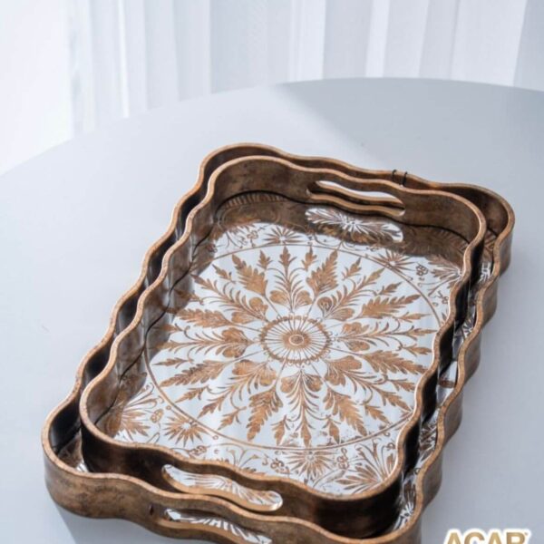 ACAR 2 Lİ DİKDÖRTGEN TEPSİ MOTİFLİ